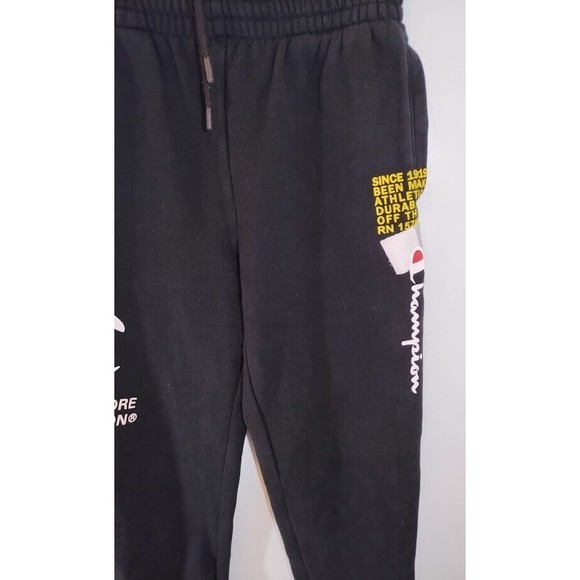 Champion Men Small Black Jogger Pants Sweatpants Snap Pockets Zipper Leg - Picture 4 of 12